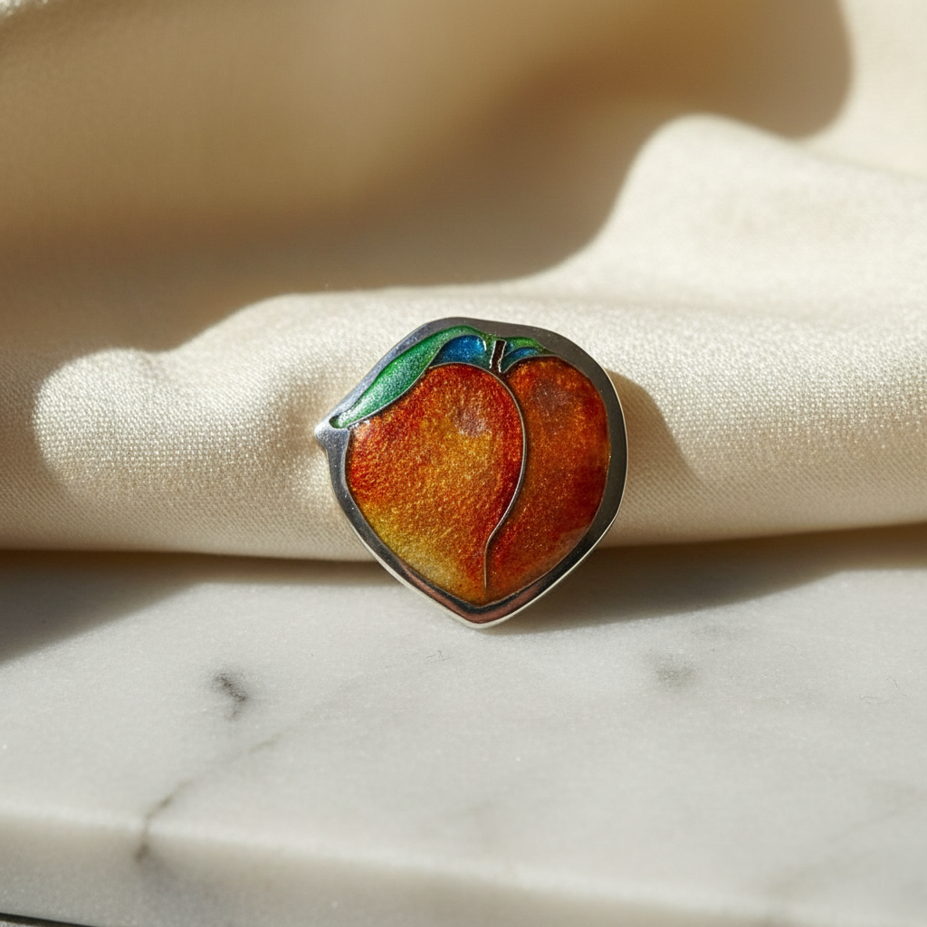 Peach pendant in elegant setting